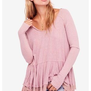 Free People Tangerine Tiered Thumbhole Top